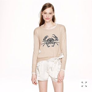 J. Crew factory linen embroidered crab sweater